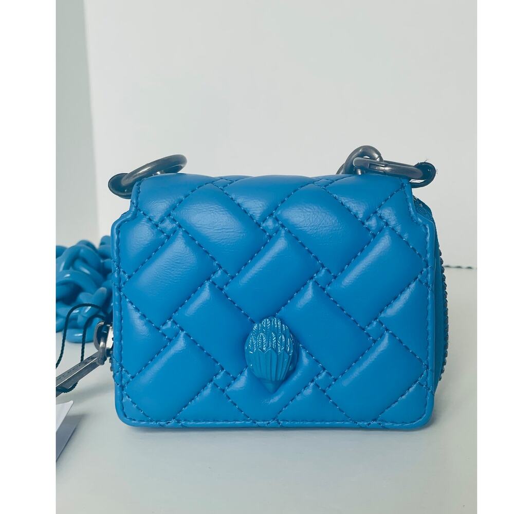 Kurt Geiger Blue Leather Small Flap Wallet Crossbody Chunky Chain Bag - Picture 4 of 13